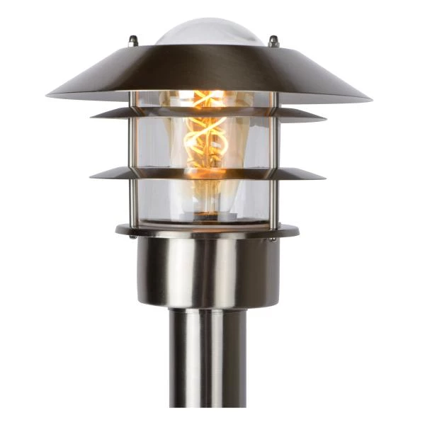 Lucide ZICO - Lanterne / lampadaire exterieur Extérieur - Ø 21,8 cm - 1xE27 - IP44 - Chrome Dépoli - détail 2